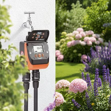 Automatic irrigation timer connected to an outdoor tap
