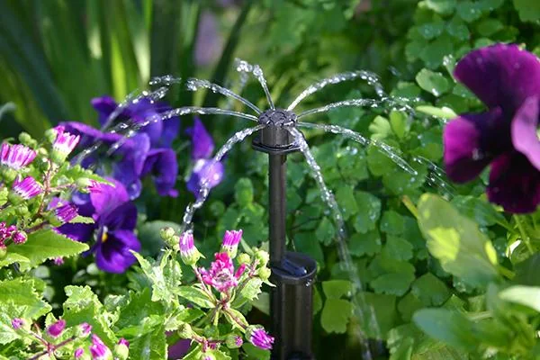 Micro sprayer watering flowering plants