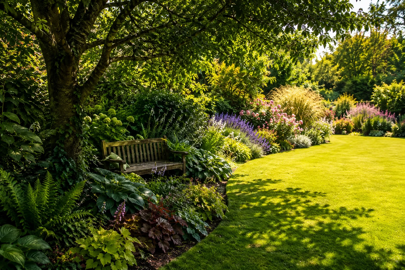 Sunny and shaded borders with different watering requirements